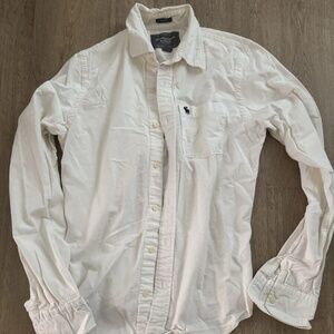 Abercrombie and Fitch Long Sleeves Button Up Shirt Cotton - White - Men's Size M